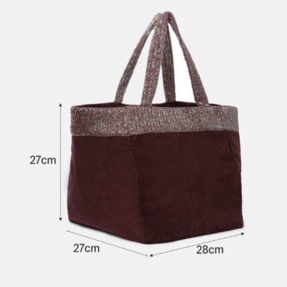 Maroon Statement Corduroy Tote - NWT - Picture 4 of 6